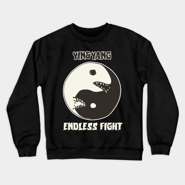 yin yang endless fight cartoon style illustration Crewneck Sweatshirt by anticute